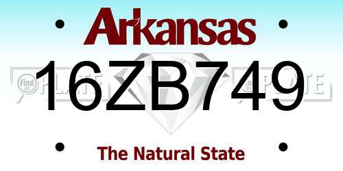 16ZB749 Arkansas License Plate