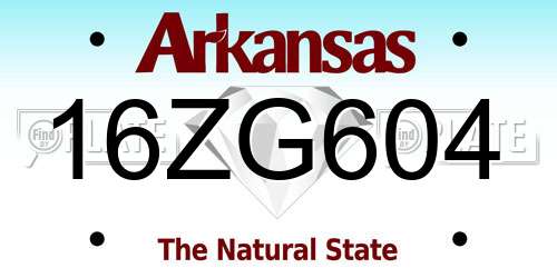 16ZG604 Arkansas License Plate
