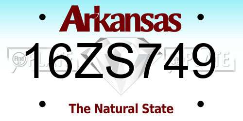 16ZS749 Arkansas License Plate