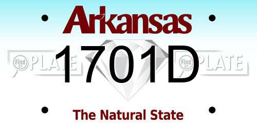1701D Arkansas License Plate