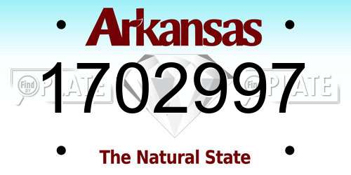 1702997 Arkansas License Plate