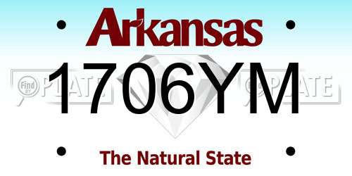 1706YM Arkansas License Plate
