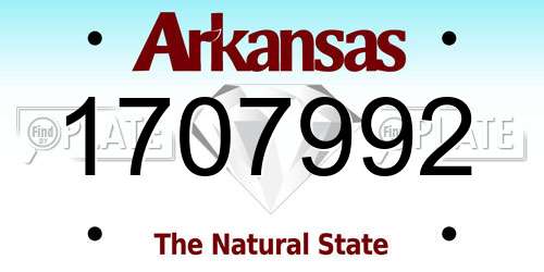 1707992 Arkansas License Plate