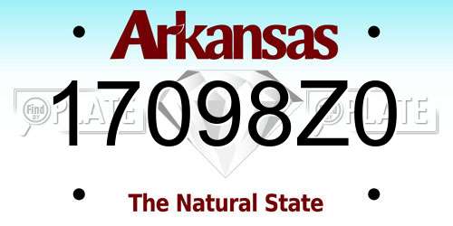 17098Z0 Arkansas License Plate