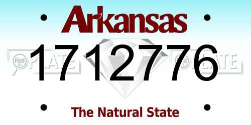 1712776 Arkansas License Plate