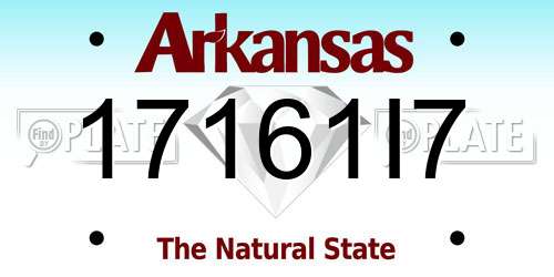 17161I7 Arkansas License Plate