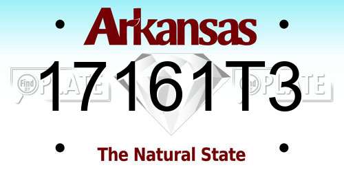 17161T3 Arkansas License Plate