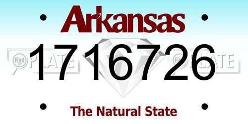 1716726 Arkansas License Plate