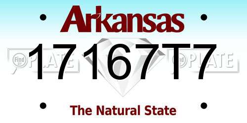 17167T7 Arkansas License Plate