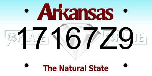 17167Z9 Arkansas License Plate