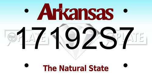 17192S7 Arkansas License Plate