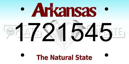 1721545 Arkansas License Plate