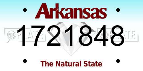 1721848 Arkansas License Plate