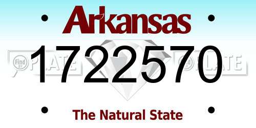 1722570 Arkansas License Plate