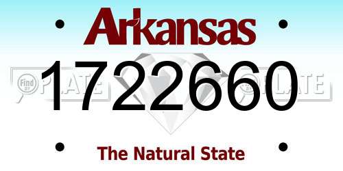 1722660 Arkansas License Plate