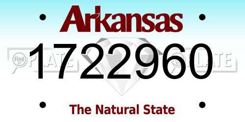 1722960 Arkansas License Plate