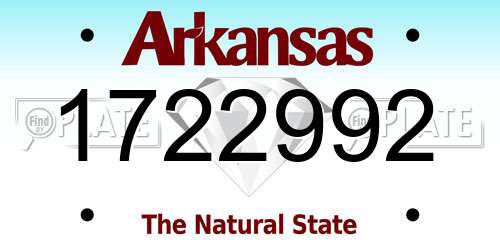 1722992 Arkansas License Plate