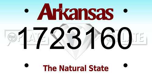 1723160 Arkansas License Plate