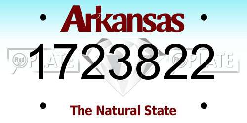 1723822 Arkansas License Plate