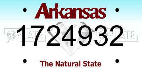 1724932 Arkansas License Plate