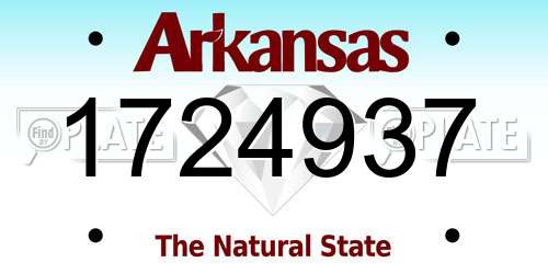 1724937 Arkansas License Plate