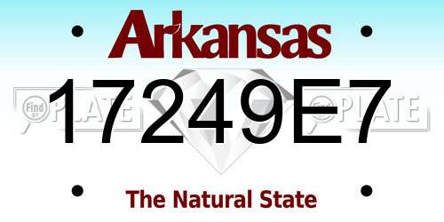 17249E7 Arkansas License Plate