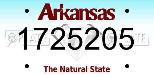 1725205 Arkansas License Plate