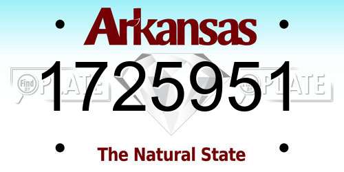 1725951 Arkansas License Plate