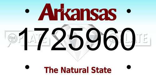 1725960 Arkansas License Plate