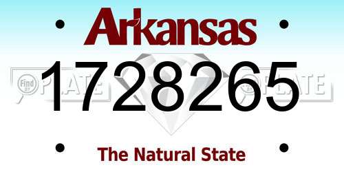 1728265 Arkansas License Plate