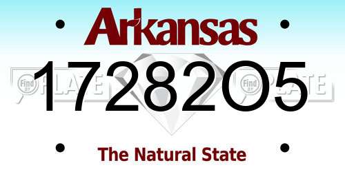 17282O5 Arkansas License Plate