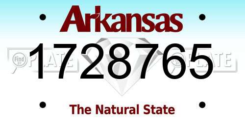 1728765 Arkansas License Plate