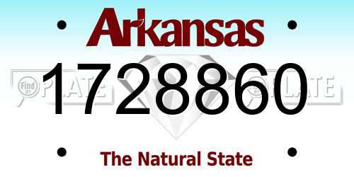 1728860 Arkansas License Plate