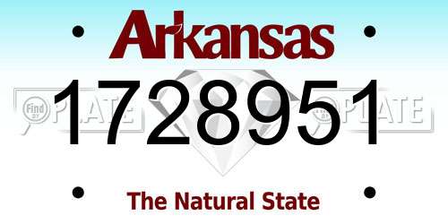 1728951 Arkansas License Plate