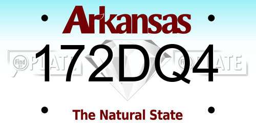 172DQ4 Arkansas License Plate