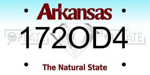172OD4 Arkansas License Plate