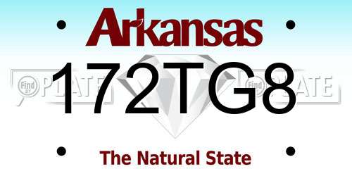 172TG8 Arkansas License Plate