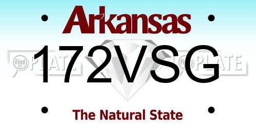 172VSG Arkansas License Plate