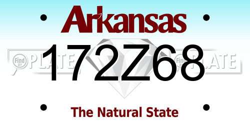 172Z68 Arkansas License Plate