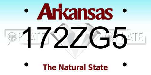 172ZG5 Arkansas License Plate