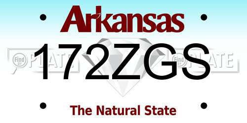 172ZGS Arkansas License Plate