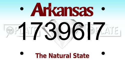 17396I7 Arkansas License Plate