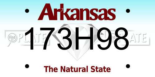 173H98 Arkansas License Plate