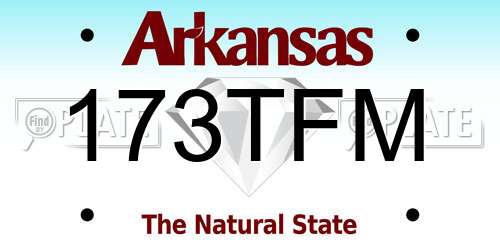 173TFM Arkansas License Plate