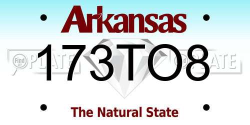 173TO8 Arkansas License Plate