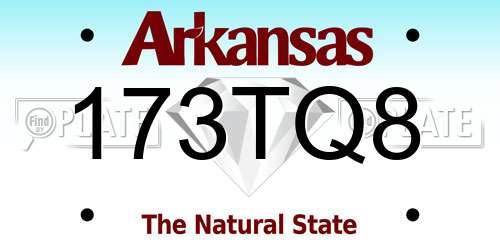 173TQ8 Arkansas License Plate