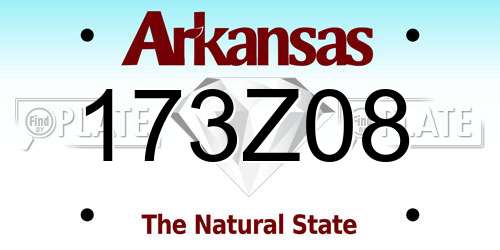 173Z08 Arkansas License Plate