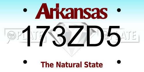 173ZD5 Arkansas License Plate