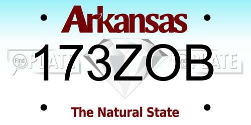 173ZOB Arkansas License Plate