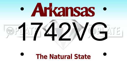 1742VG Arkansas License Plate